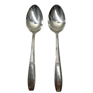 Vintage 1926 Wallace Brothers Silver Plate AA Sharon Pattern Serving Spoon Set 2